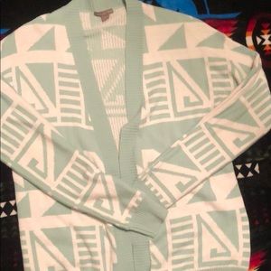 Aqua Aztec print cardigan